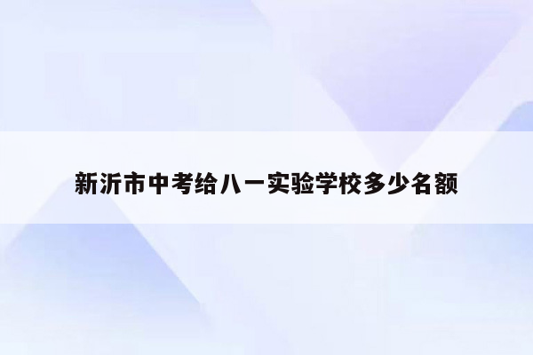 新沂市中考给八一实验学校多少名额