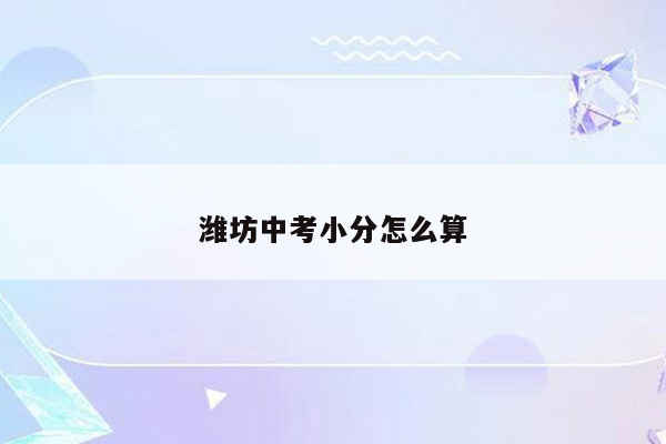 潍坊中考小分怎么算