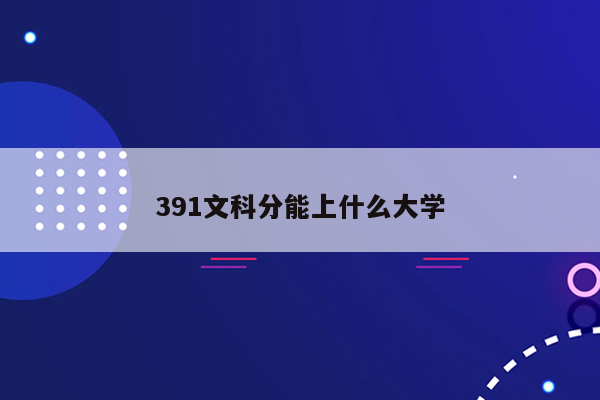 391文科分能上什么大学