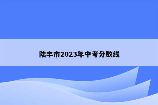 陆丰市2023年中考分数线
