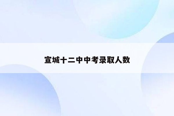 宣城十二中中考录取人数