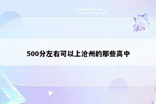 500分左右可以上沧州的那些高中