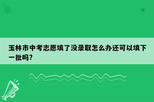 玉林市中考志愿填了没录取怎么办还可以填下一批吗?