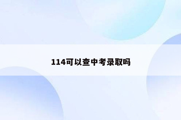 114可以查中考录取吗