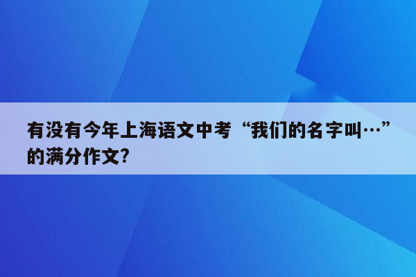 有没有今年上海语文中考“我们的名字叫…”的满分作文?