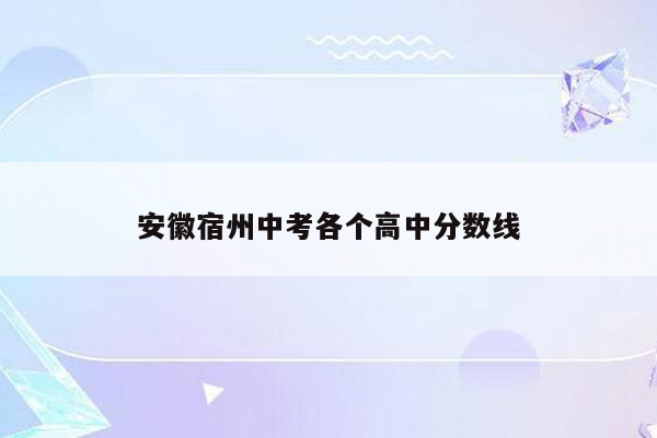 安徽宿州中考各个高中分数线