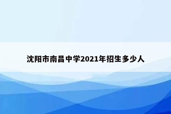 沈阳市南昌中学2021年招生多少人