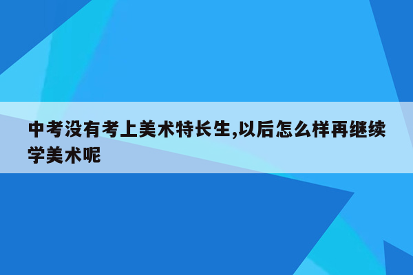 中考没有考上美术特长生,以后怎么样再继续学美术呢