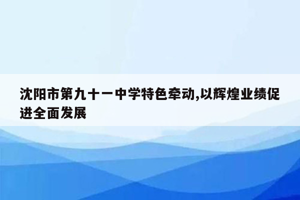 沈阳市第九十一中学特色牵动,以辉煌业绩促进全面发展