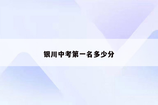 银川中考第一名多少分