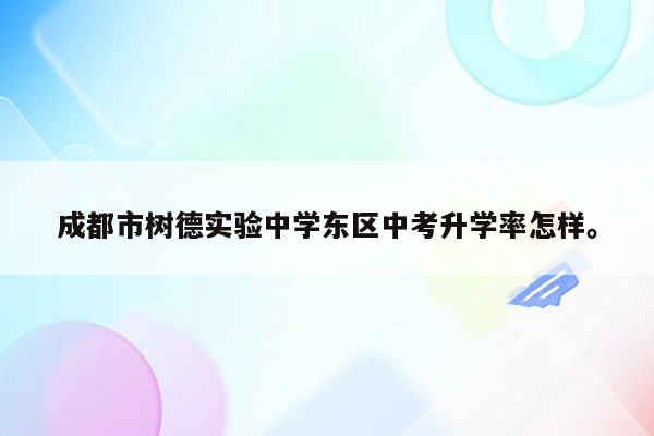 成都市树德实验中学东区中考升学率怎样。