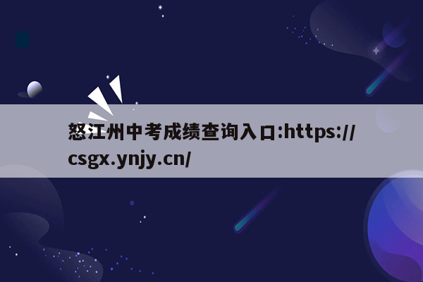 怒江州中考成绩查询入口:https://csgx.ynjy.cn/
