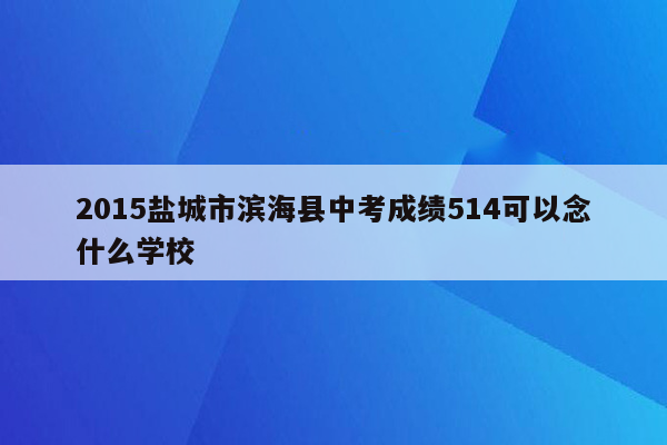 2015盐城市滨海县中考成绩514可以念什么学校