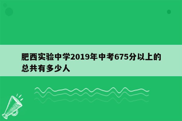 肥西实验中学2019年中考675分以上的总共有多少人