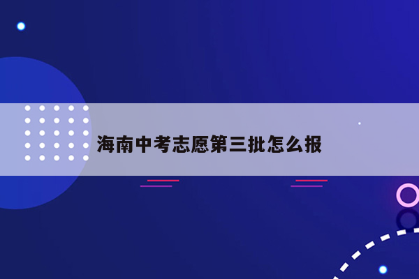 海南中考志愿第三批怎么报