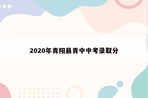 2020年青阳县青中中考录取分
