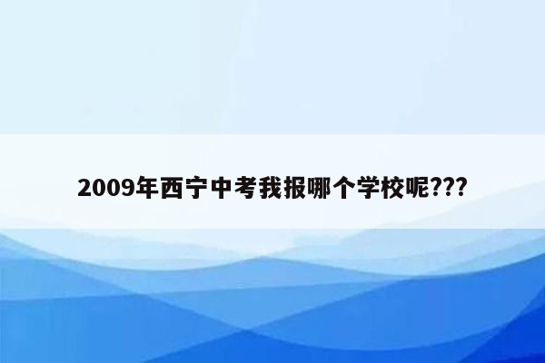2009年西宁中考我报哪个学校呢???