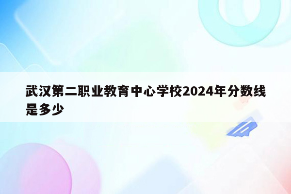 武汉第二职业教育中心学校2024年分数线是多少