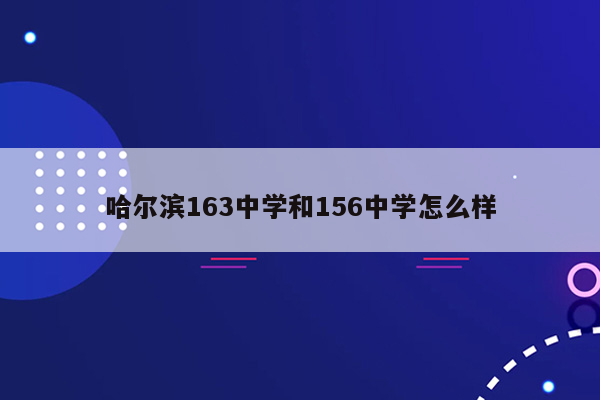哈尔滨163中学和156中学怎么样