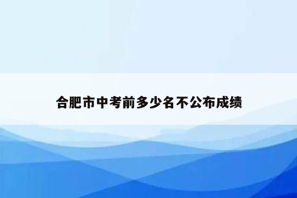 合肥市中考前多少名不公布成绩