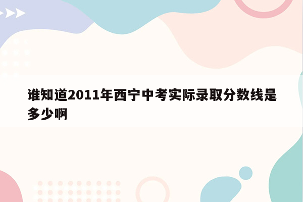 谁知道2011年西宁中考实际录取分数线是多少啊