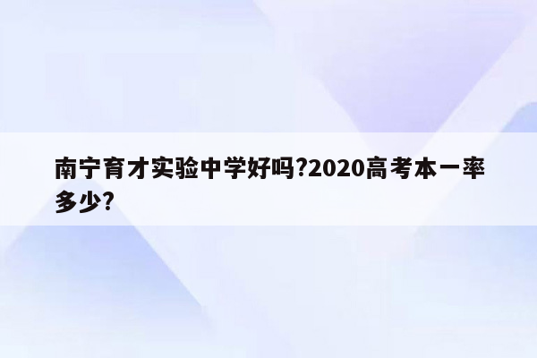 南宁育才实验中学好吗?2020高考本一率多少?