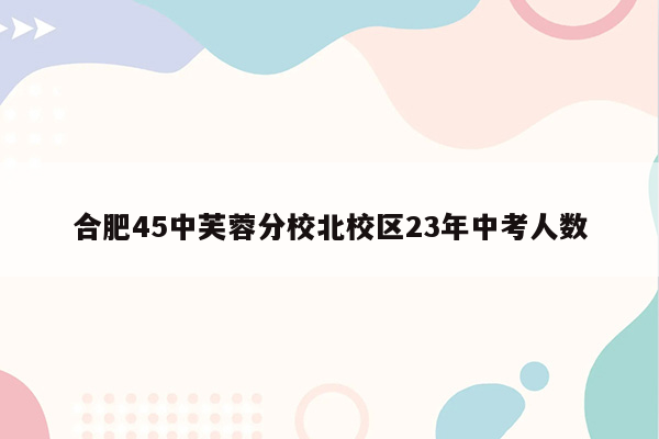 合肥45中芙蓉分校北校区23年中考人数