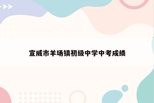 宣威市羊场镇初级中学中考成绩