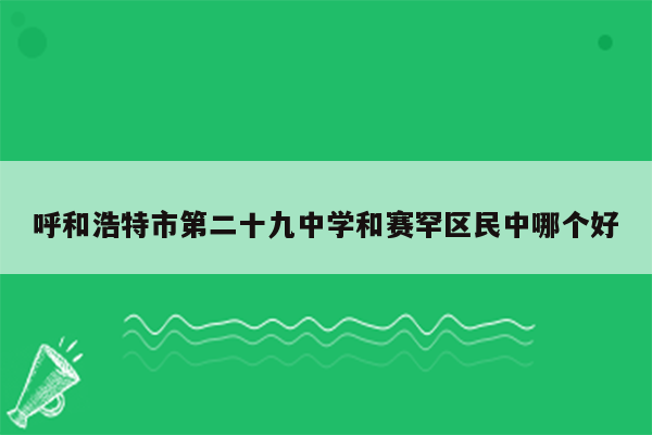 呼和浩特市第二十九中学和赛罕区民中哪个好