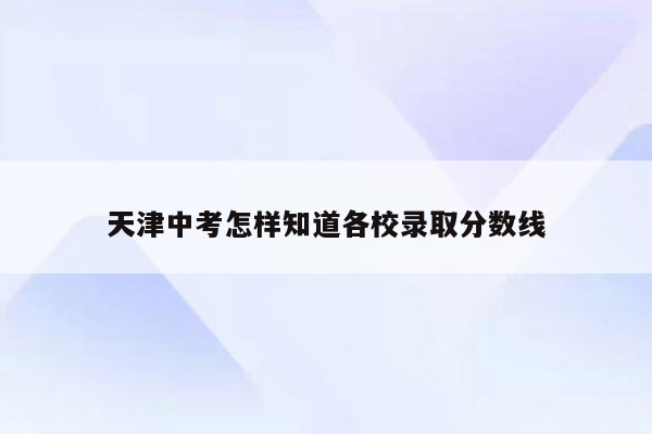 天津中考怎样知道各校录取分数线