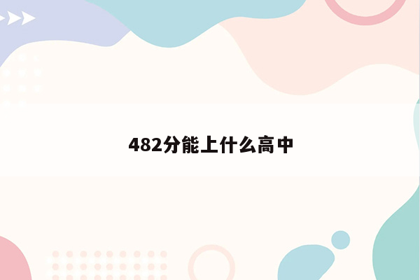 482分能上什么高中