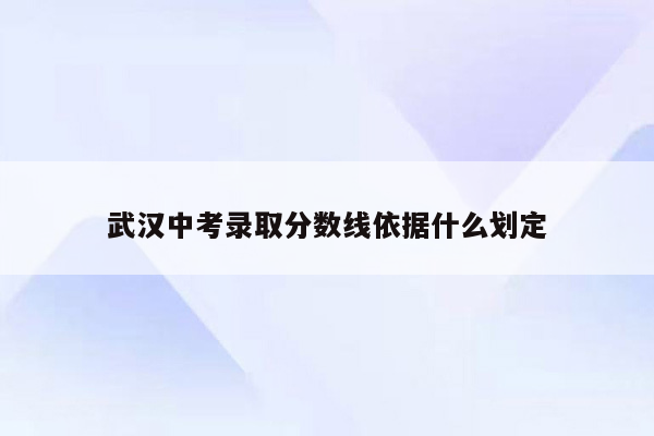 武汉中考录取分数线依据什么划定