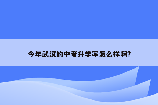 今年武汉的中考升学率怎么样啊?