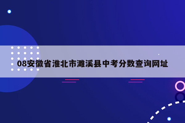 08安徽省淮北市濉溪县中考分数查询网址