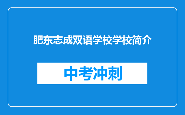 肥东志成双语学校学校简介
