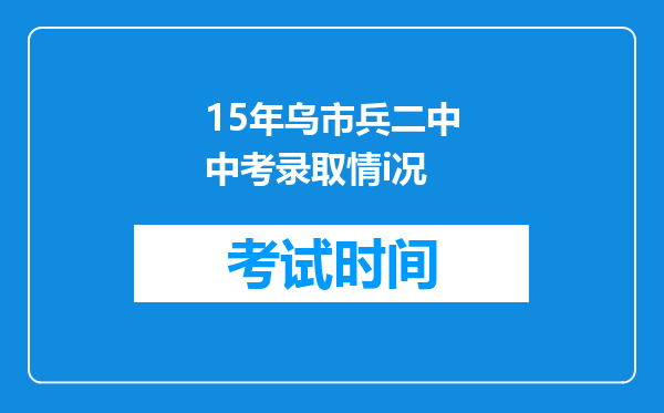 15年乌市兵二中中考录取情i况
