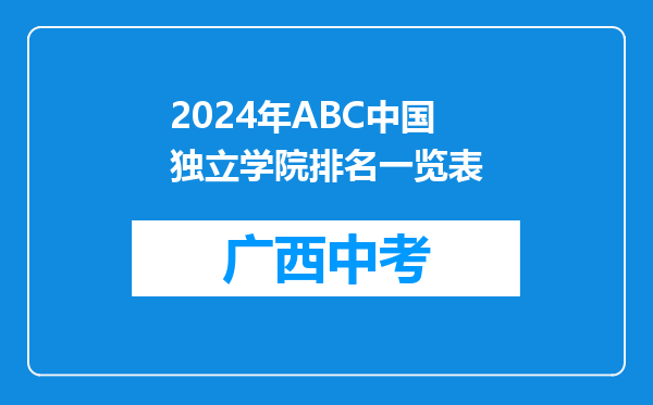 2024年ABC中国独立学院排名一览表