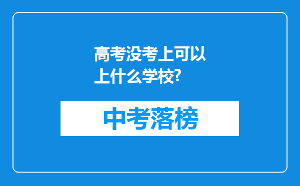 高考没考上可以上什么学校?