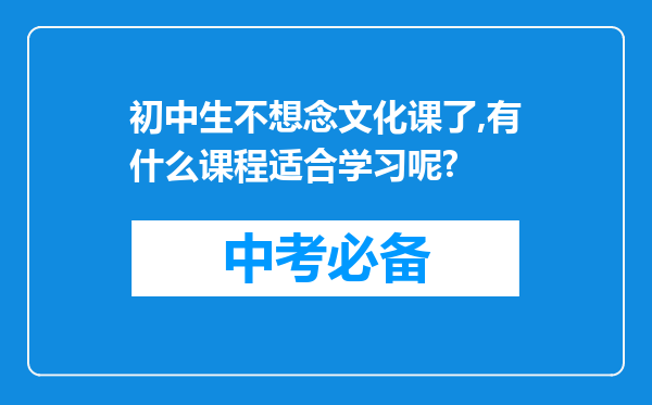 初中生不想念文化课了,有什么课程适合学习呢?
