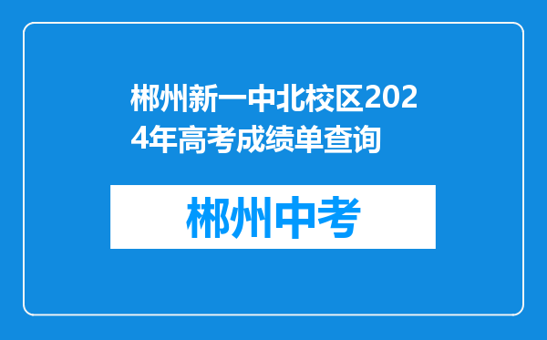 郴州新一中北校区2024年高考成绩单查询