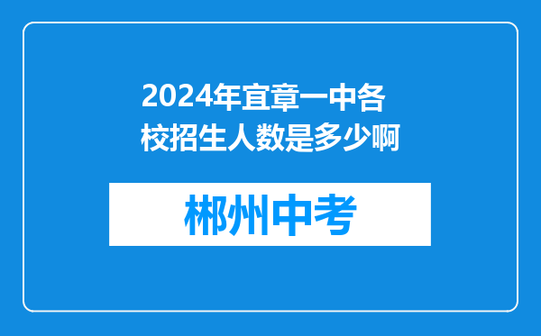 2024年宜章一中各校招生人数是多少啊