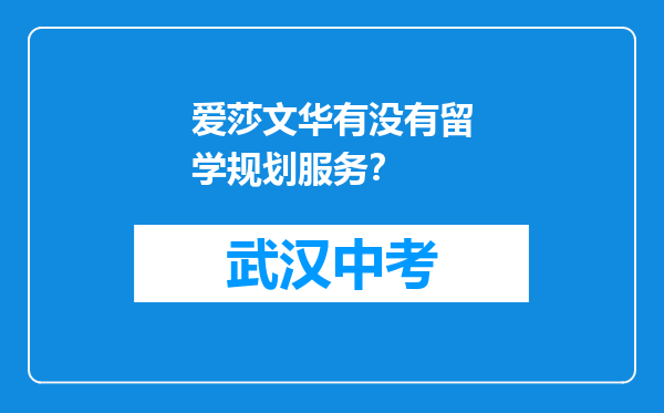 爱莎文华有没有留学规划服务？