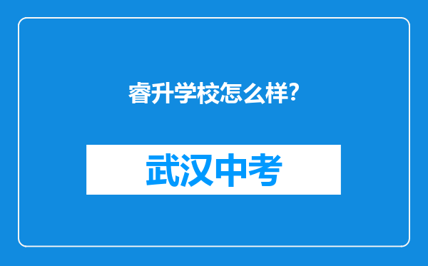 睿升学校怎么样？