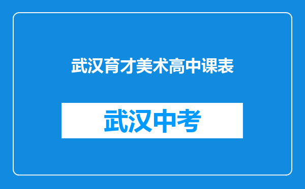 武汉育才美术高中课表