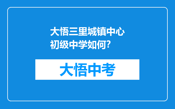 大悟三里城镇中心初级中学如何？