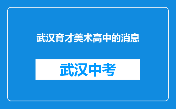 武汉育才美术高中的消息
