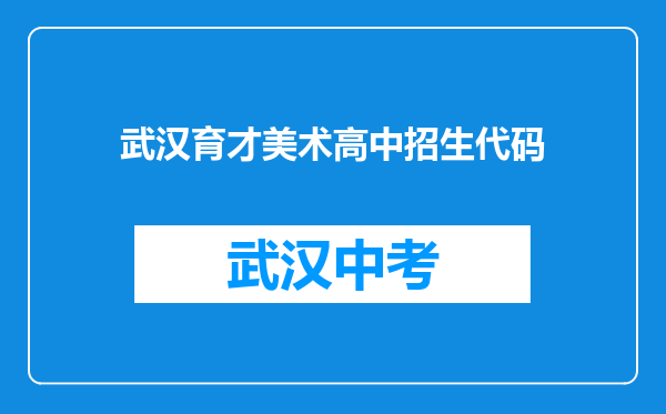 武汉育才美术高中招生代码