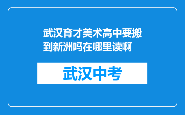 武汉育才美术高中要搬到新洲吗在哪里读啊