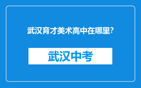 武汉育才美术高中在哪里？