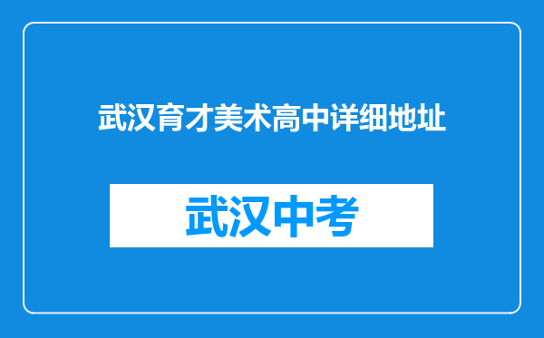 武汉育才美术高中详细地址